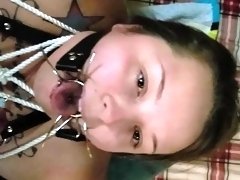 spider gag and mouthful of cum!