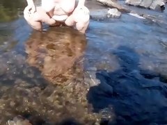 Risky Public Pissing in River