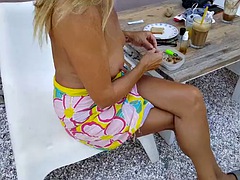 Nippleringlover - horny milf inserts huge nipple rings, extremely stretched nipple piercings outdoors
