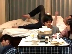 Lovely Japanese teen cuckolds her boyfriend with two guys