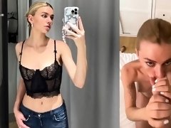 Hot amateur blonde sucking boyfriend's huge cock clean