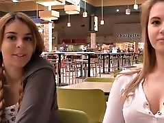 two teens flashing her pussy and tits at mall (1)