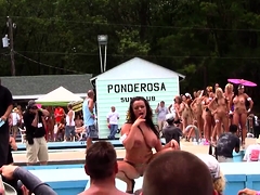 Attractive European models put on a wonderful show outside