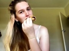 hot girl eats vegemite scroll