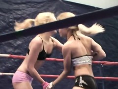 Lesbian beauties wrestling and pussyeating