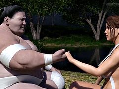 Lauras Lustful Secrets: Wife Cheats on Her Husband with a Big Chubby Sumo Wrestler - Episode 66